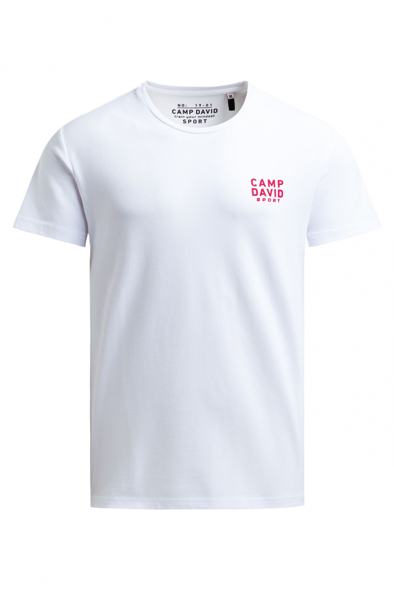 T-Shirt Rundhals aus Baumwoll-Pikee opticwhite