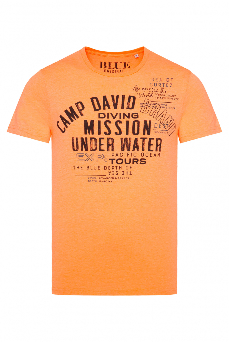 T-Shirt Rundhals mit Label Print sunrise neon