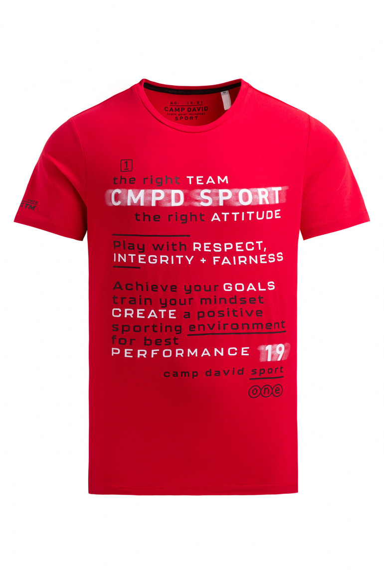 T-Shirt Rundhals mit Logo Artwork bright red