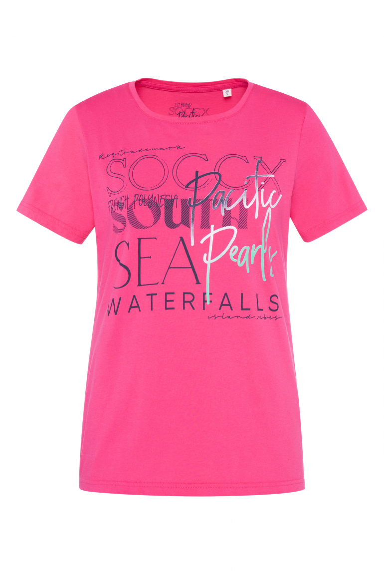 T-Shirt Rundhals mit Logo Print pink