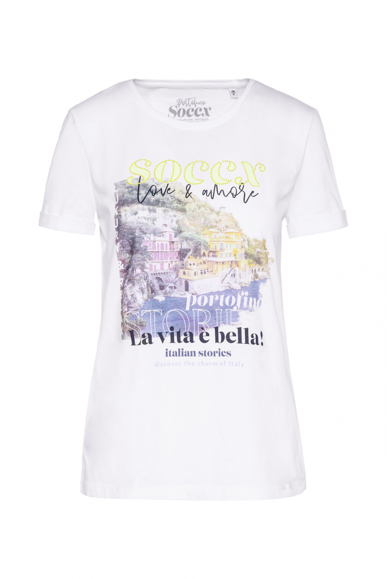T-Shirt Rundhals mit Photoprint opticwhite