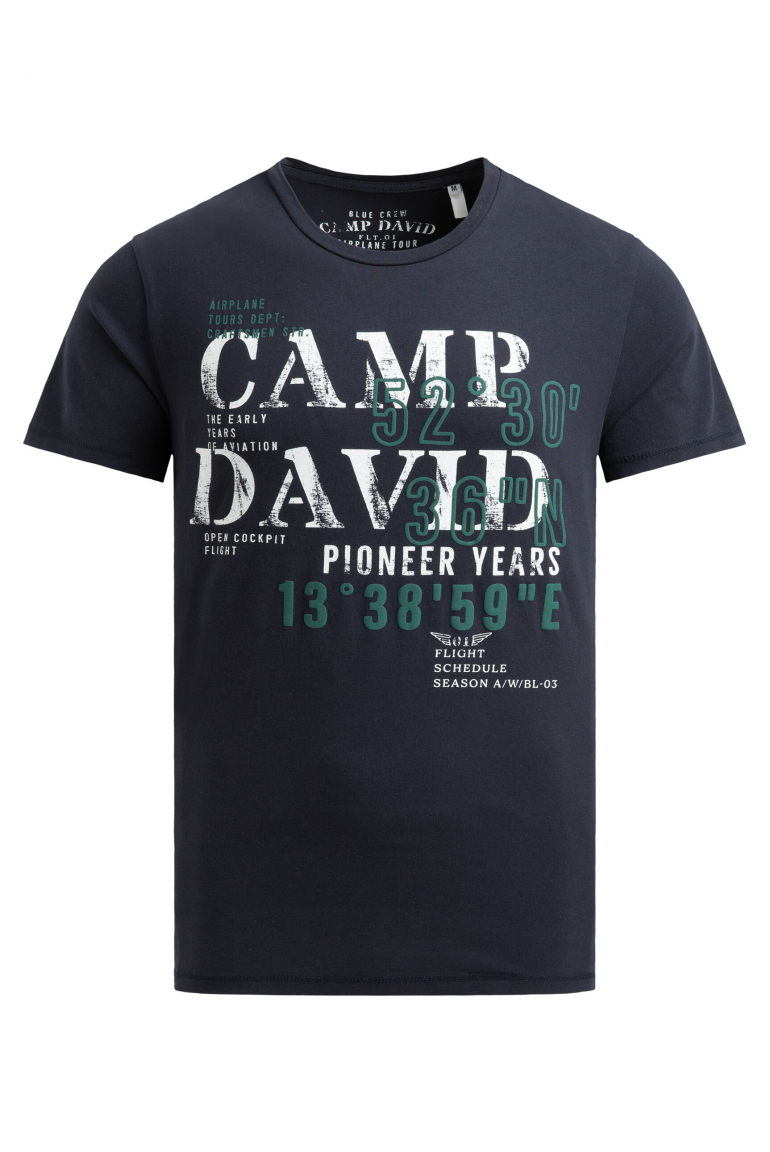 T-Shirt Rundhals mit Puffprint blue navy
