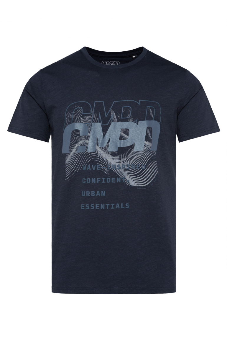 T-Shirt Rundhals mit Rubber Artwork true navy