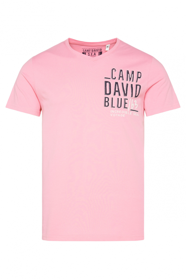 T-Shirt V-Neck mit Logo Artwork faded pink