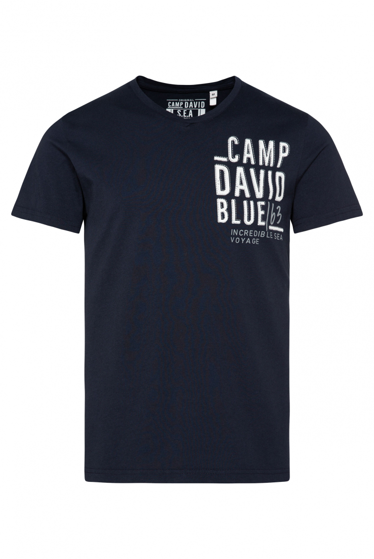 T-Shirt V-Neck mit Logo Artwork nautic navy