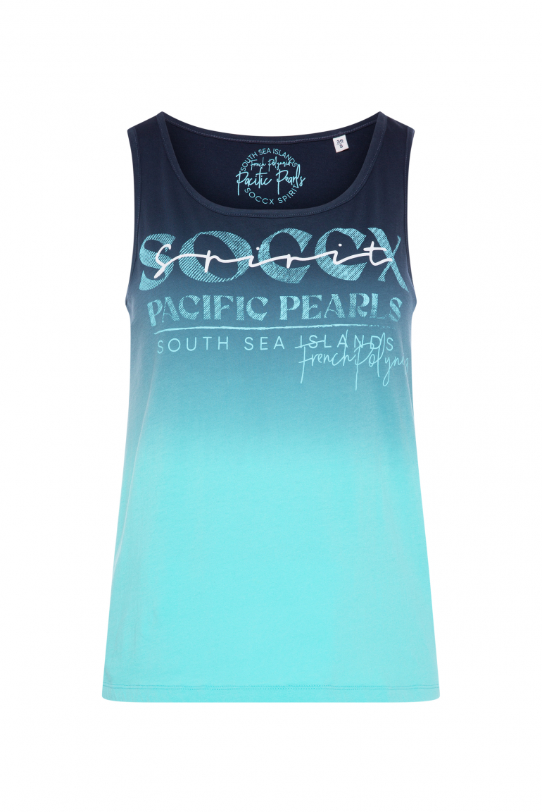 Tanktop mit Dip-Dye-Effekt und Print blue navy