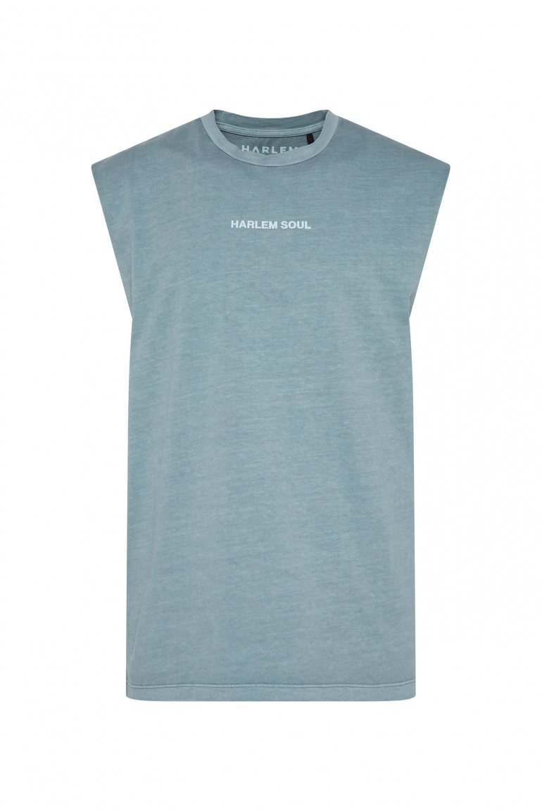 THE-O Muskelshirt printed fog blue