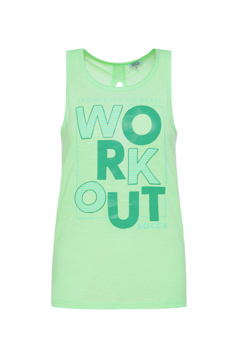 Top mit Artwork und Rücken-Cut-Out peppy green