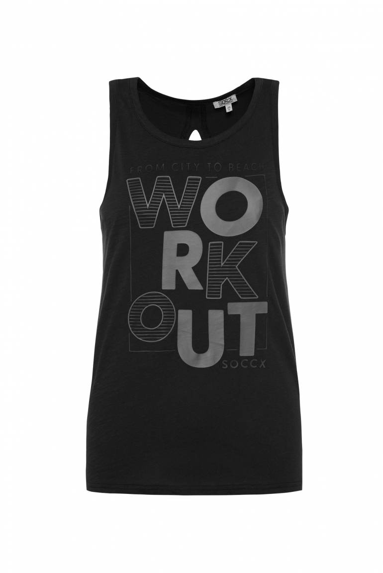 Top mit Artwork und Rücken-Cut-Out black
