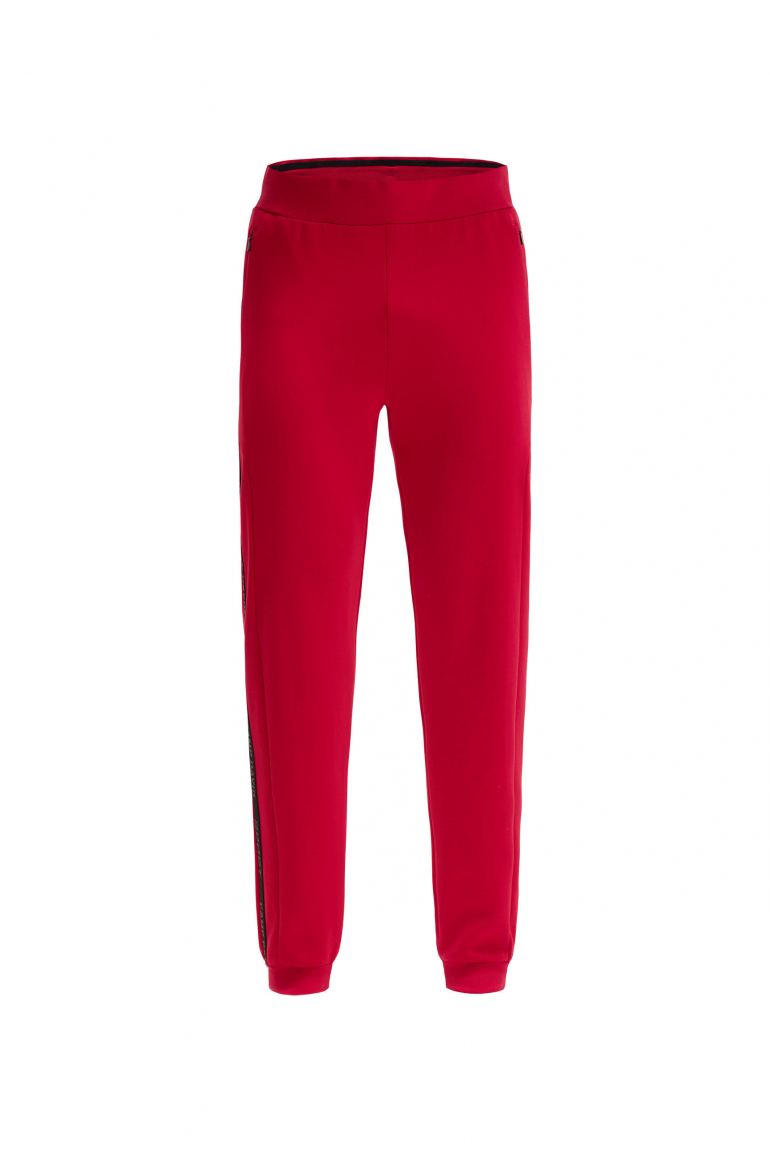 Trainingshose aus Interlock mit Seitentapes bright red