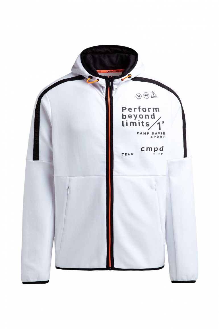 Trainingsjacke aus Interlock mit Kapuze und Artworks opticwhite