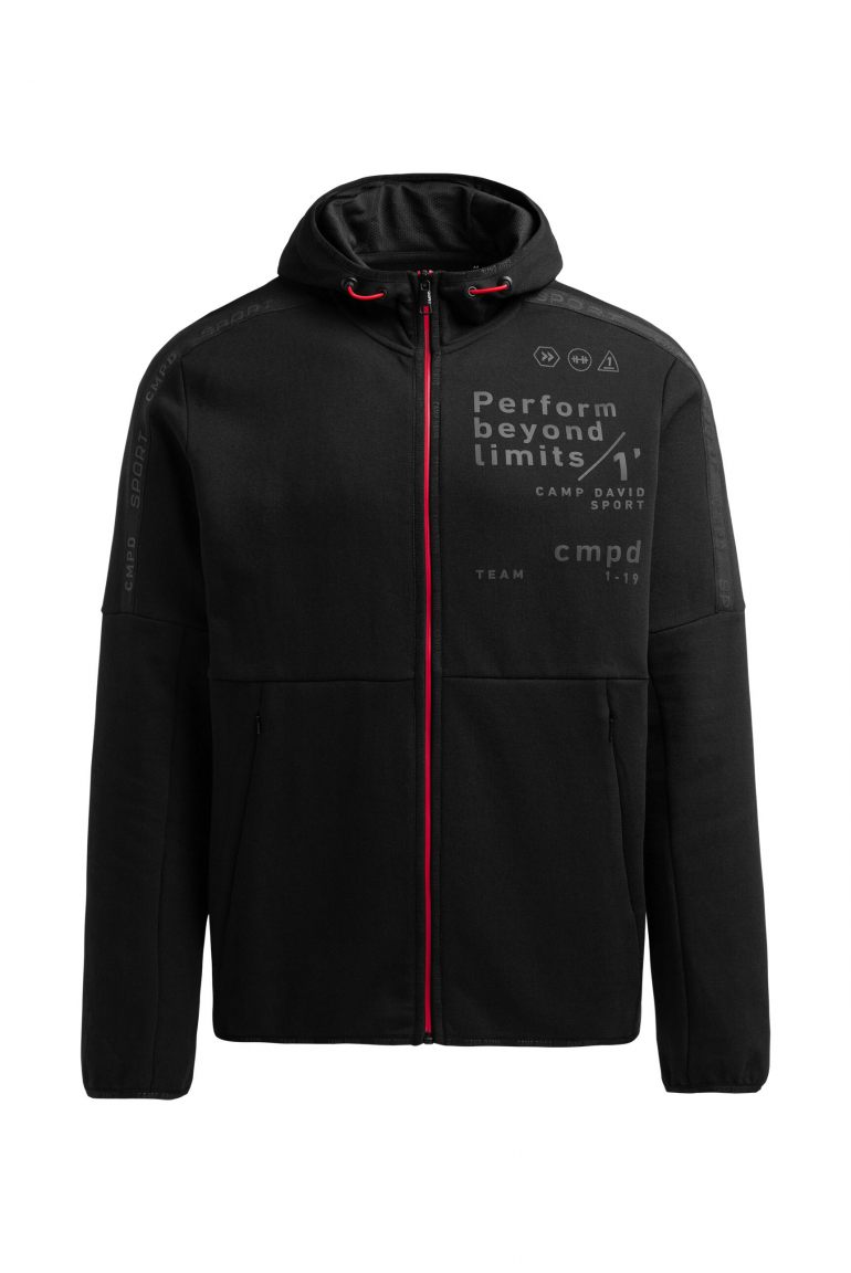 Trainingsjacke aus Interlock mit Kapuze und Artworks black