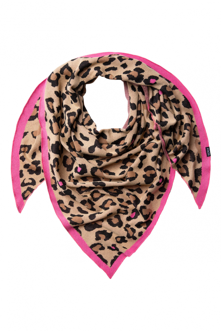 Triangle-Tuch mit Animal Intarsia pinky leo