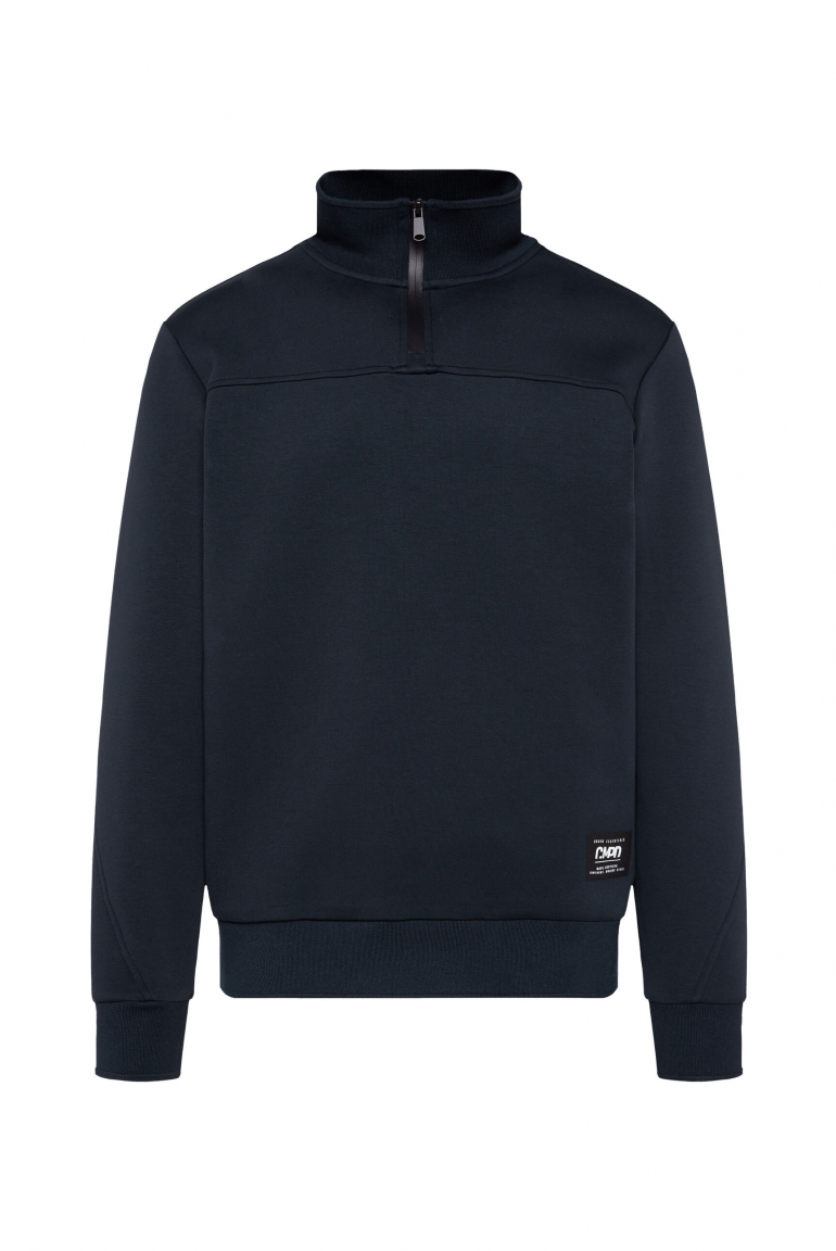 Troyer-Sweatshirt in Scuba-Qualität true navy