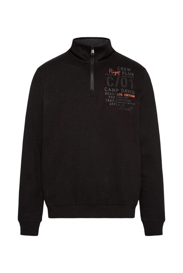 Troyer-Sweatshirt mit Backprint black