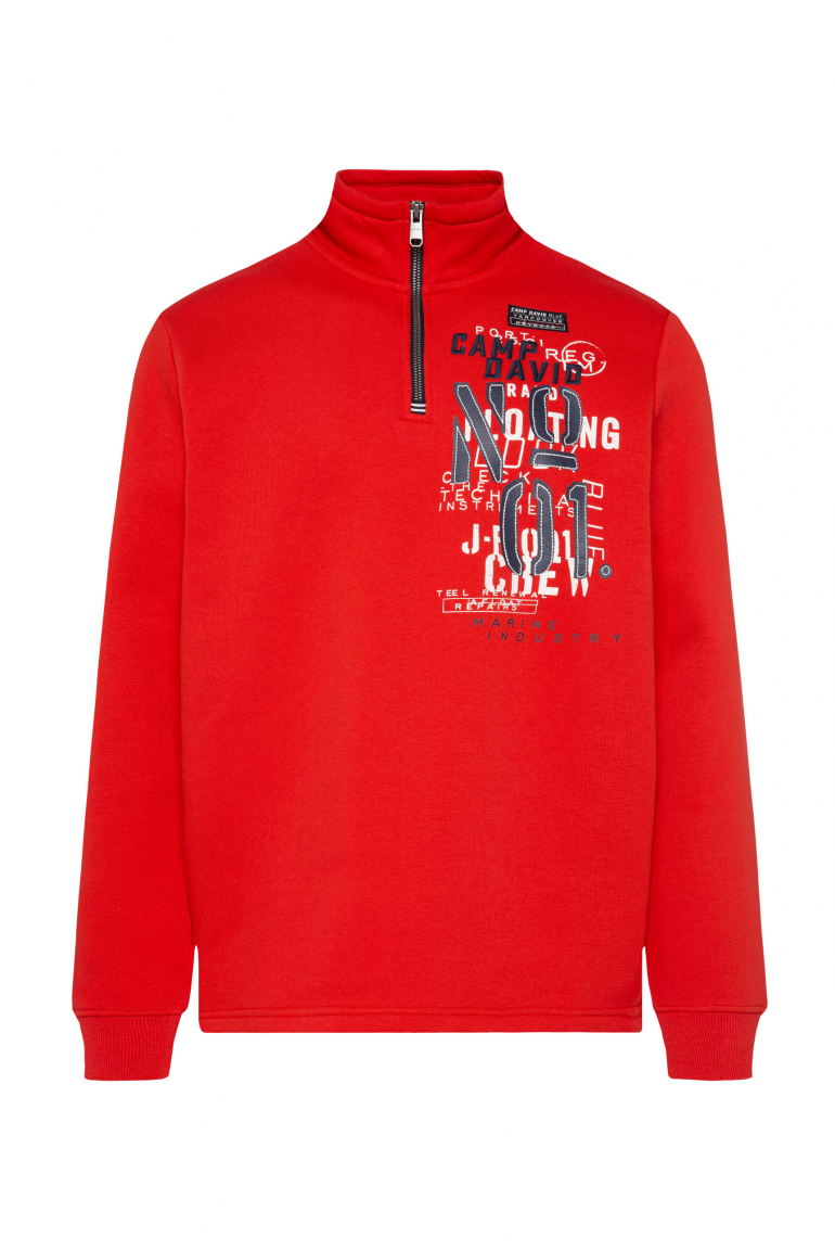Troyer-Sweatshirt mit Rücken-Print speed red