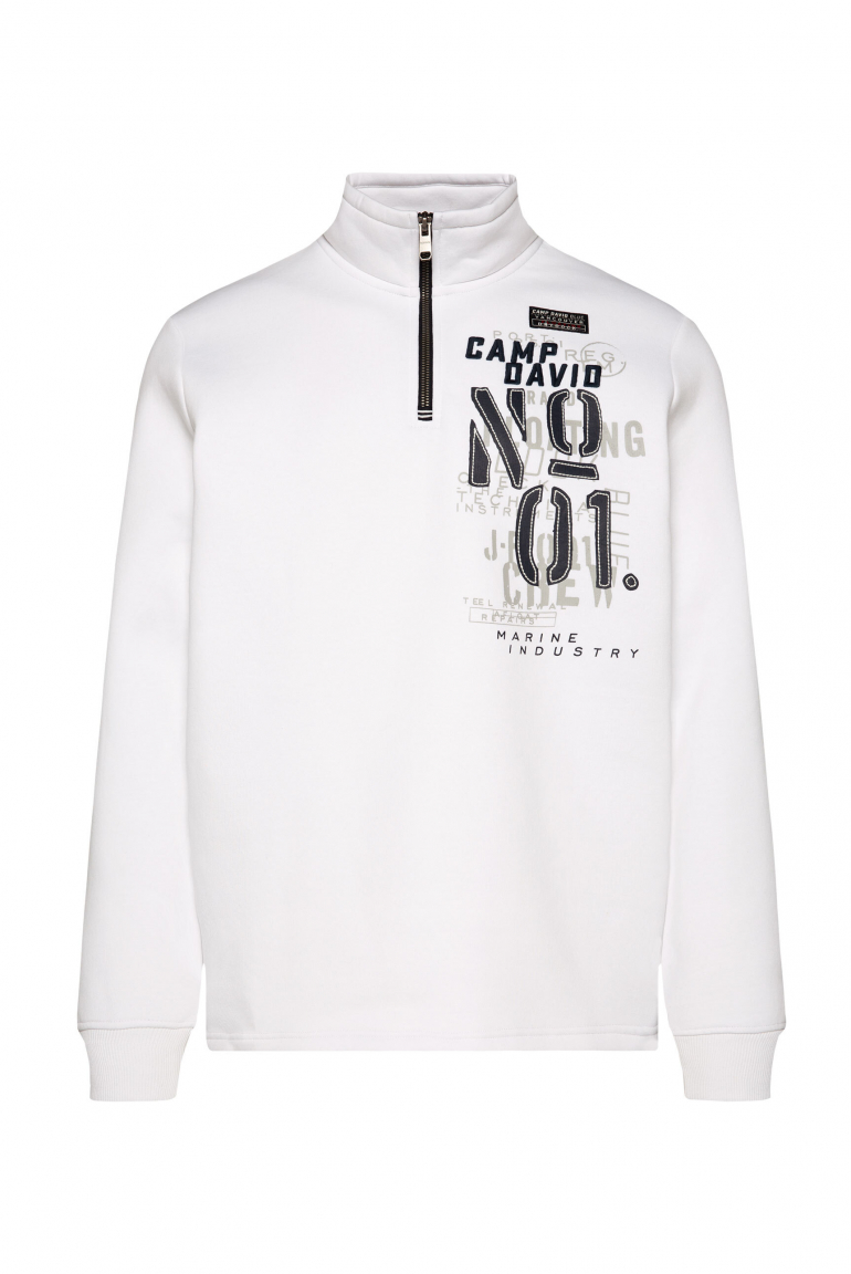 Troyer-Sweatshirt mit Rücken-Print opticwhite