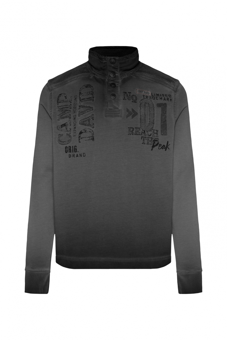 Troyer-Sweatshirt mit Strick-Details und Artworks black