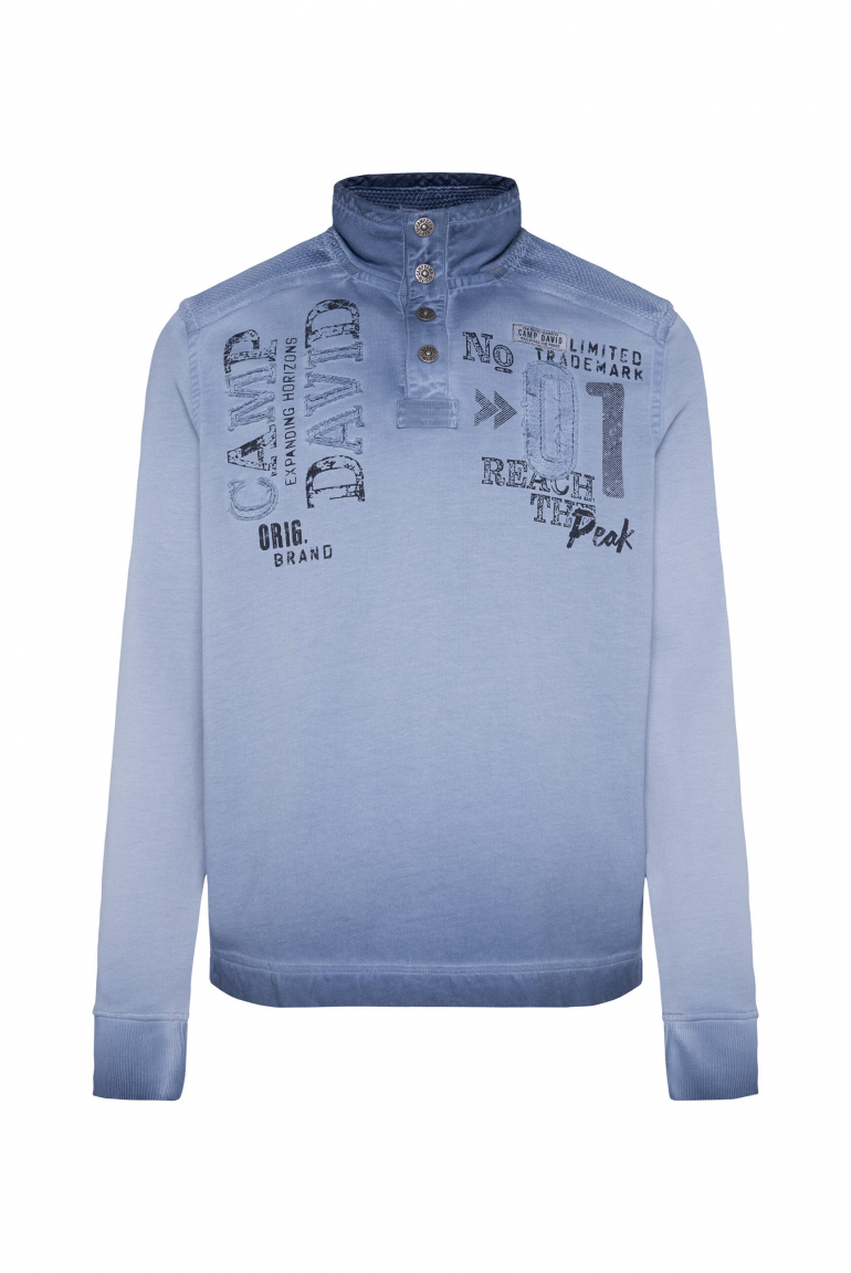 Troyer-Sweatshirt mit Strick-Details und Artworks vintage indigo
