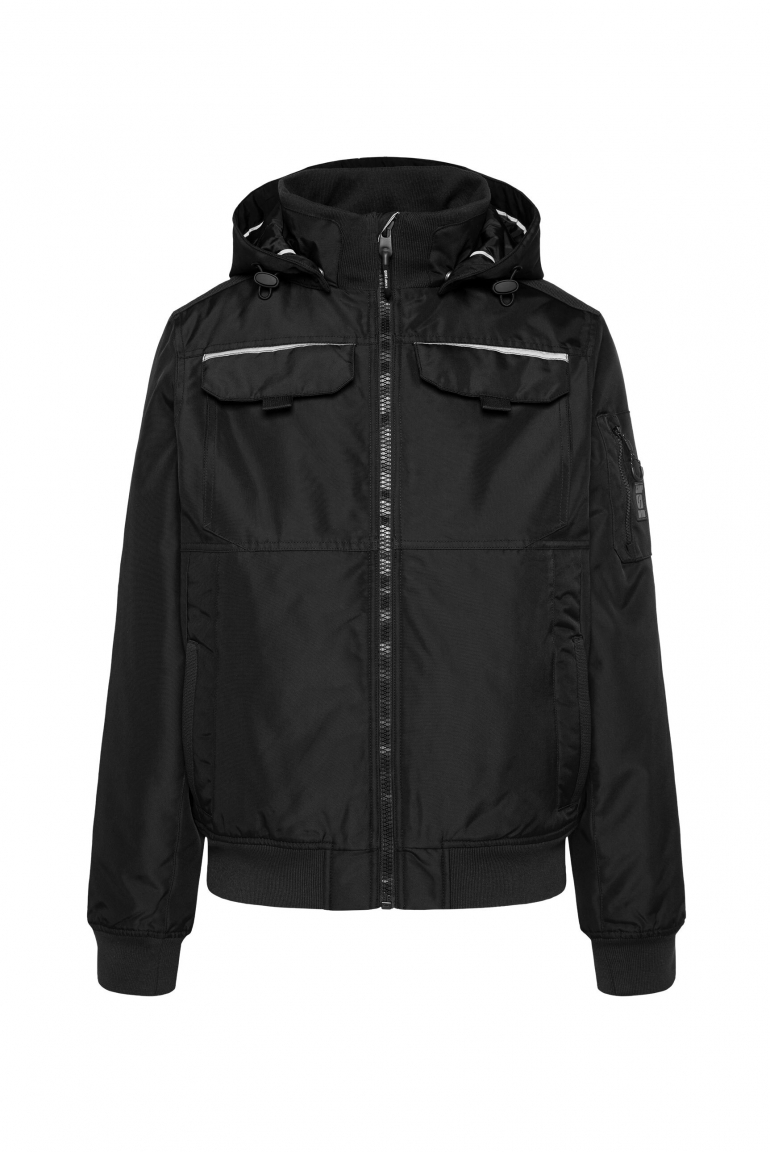 Wattierter Blouson im Worker-Stil mit Kapuze black