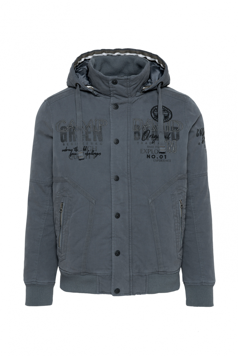 Wattierter Blouson mit Kapuze und Artworks blue shade