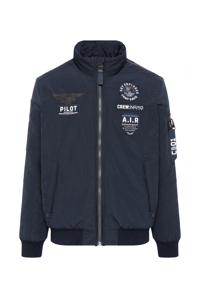 Wattierter Fliegerblouson mit Label Patches blue navy