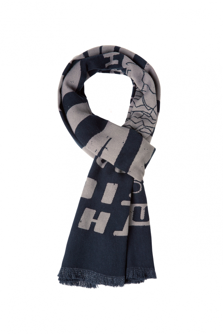 Webschal mit Logo Print und Fransen blue navy