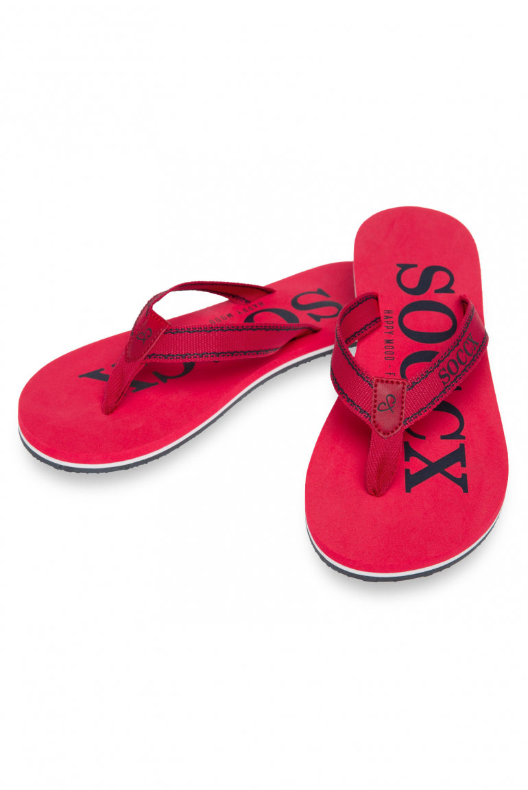 Zehentrenner Beach Sandale mit Logo Design flashy red