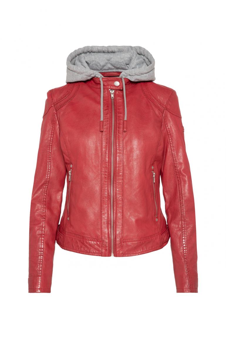 red - DAVID CAMP SOCCX Biker-Stil mit Lederjacke Kapuzeneinsatz im &