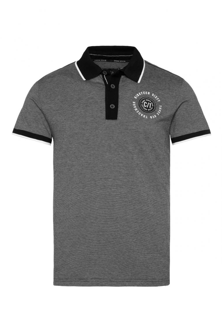 CAMP DAVID & SOCCX | Poloshirt mit feinen Streifen und Artwork winter coral  / black