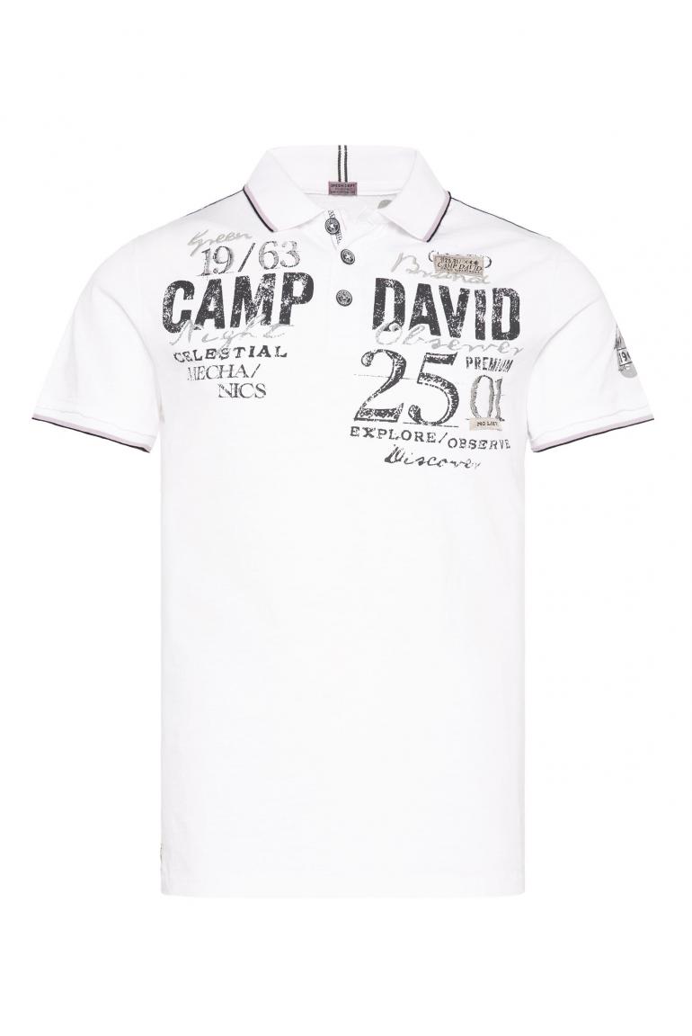 Poloshirt mit Label-Applikationen opticwhite - CAMP DAVID & SOCCX
