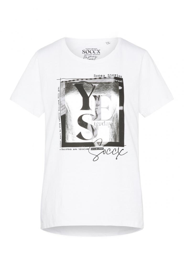 & SOCCX DAVID opticwhite T-Shirt mit CAMP - Kunstdruck