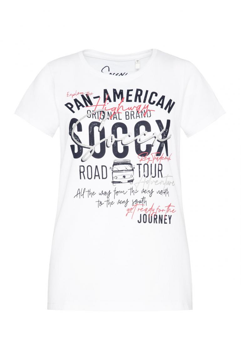 CAMP DAVID & SOCCX | T-Shirt Rundhals mit Label Print opticwhite