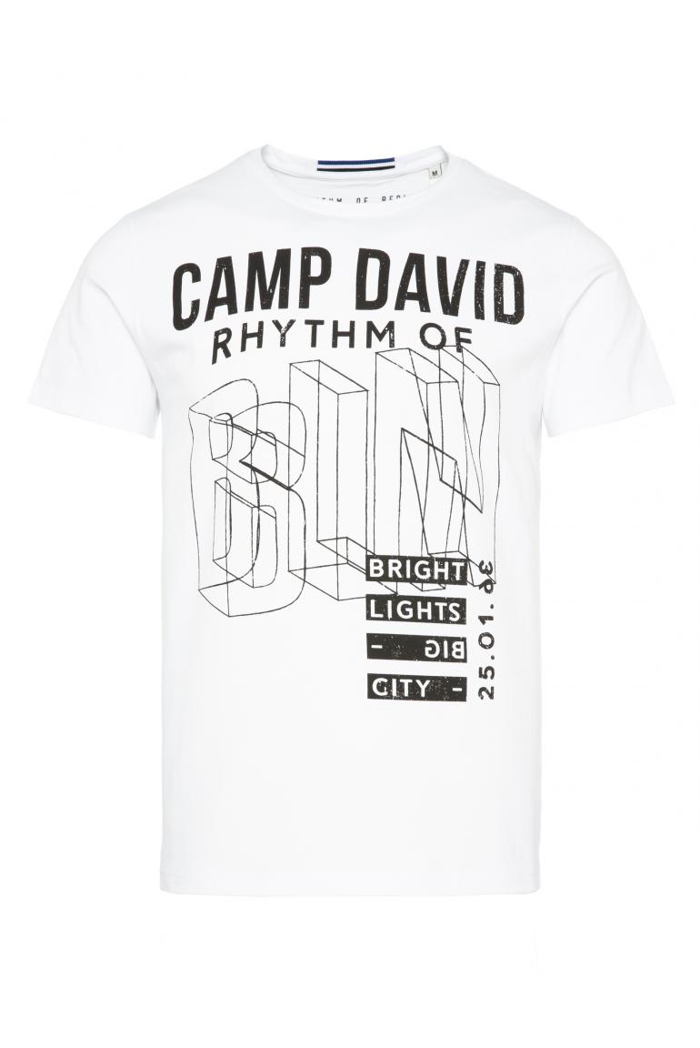 T-Shirt Rundhals mit Label Prints opticwhite - CAMP DAVID & SOCCX