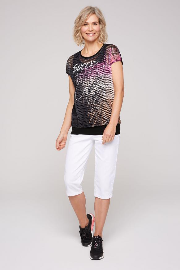 2-in-1 bedrucktes Mesh-Shirt mit Top