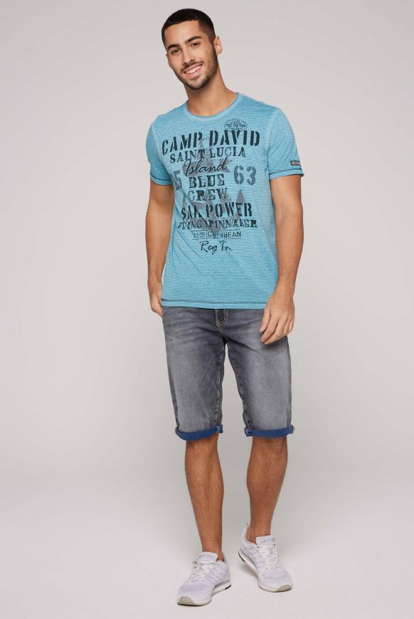 Ausbrenner-Shirt mit Streifen und Print