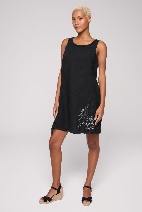 Ballonkleid aus Leinen mit Mesh-Details