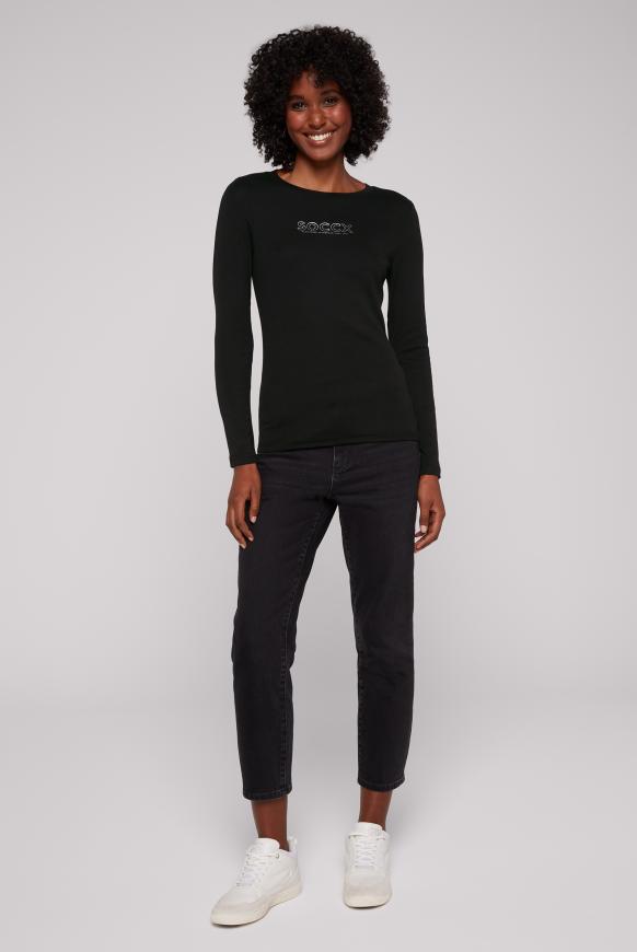 Basic Langarmshirt mit Foliendruck
