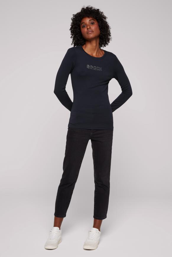 Basic Langarmshirt mit Foliendruck