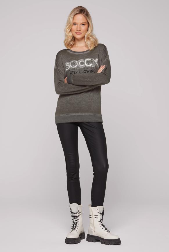 Basic Sweatshirt mit Glitter Print