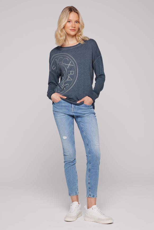 Basic Sweatshirt mit Glitter Print