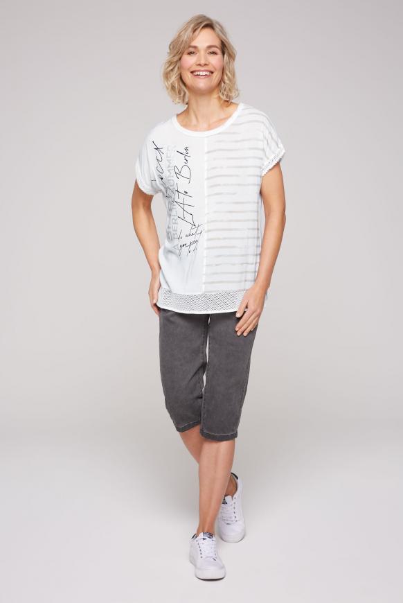 Blusenshirt im Muster- und Materialmix