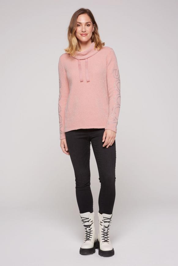 Chenille-Pullover mit Rollkragen und Logo