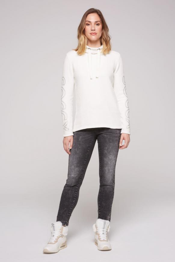 Chenille-Pullover mit Rollkragen und Logo