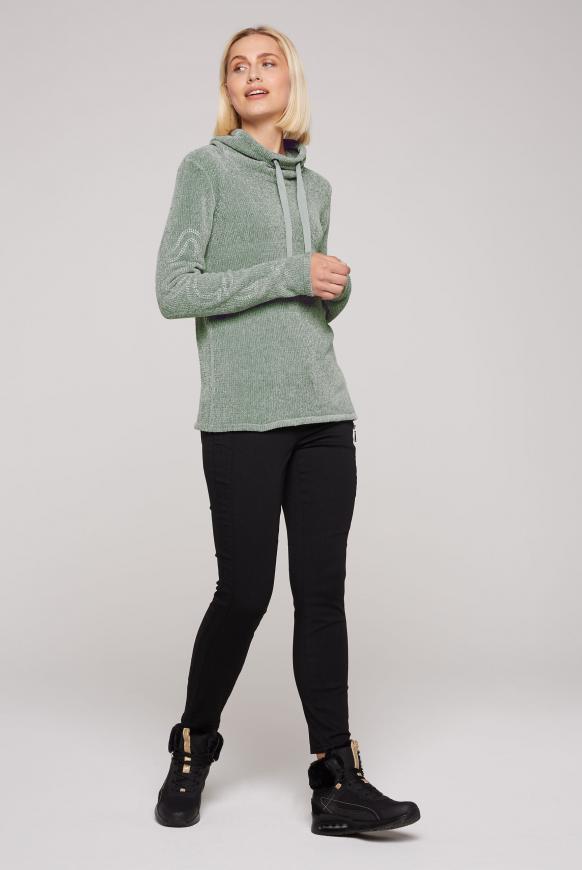 Chenille-Pullover mit Rollkragen und Logo
