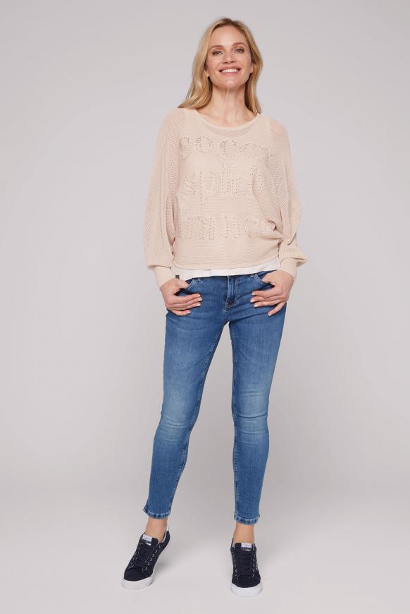 Cropped Mesh-Pullover mit Top, 2-in-1