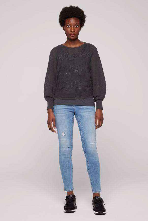 Cropped Mesh-Pullover mit Top, 2-in-1