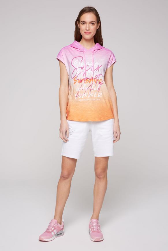 Dip-Dye-Shirt mit Meshkapuze