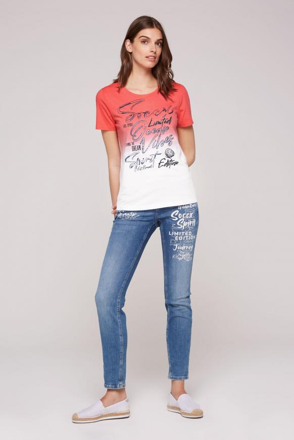 Dip Dye T-Shirt mit Rundhalsausschnitt