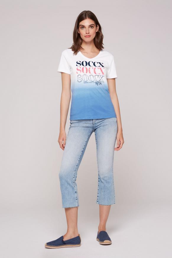 Dip Dye T-Shirt mit V-Neck